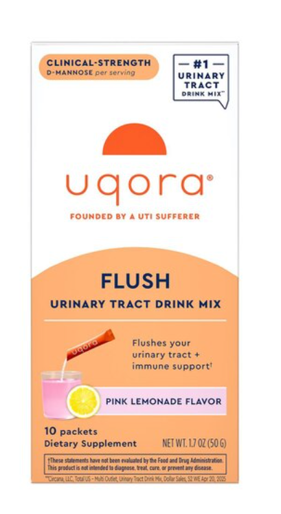 Uqora Flush Urinary Tract Health Drink Mix, Pink Lemonade Flavor