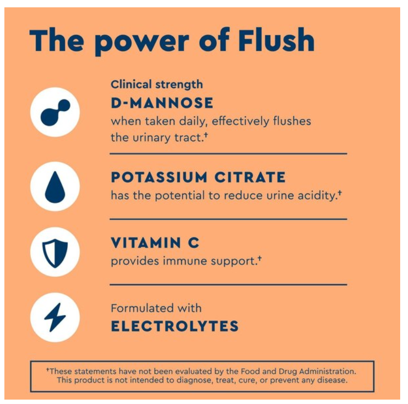 Uqora Flush Urinary Tract Health Drink Mix, Pink Lemonade Flavor