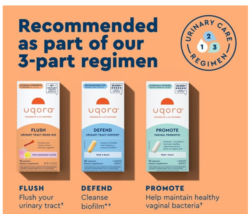 Uqora Flush Urinary Tract Health Drink Mix, Pink Lemonade Flavor